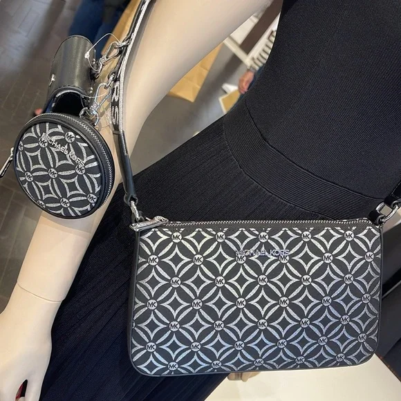 MICHAEL KORS Jet Set Travel Small Logo Jacquard Crossbody With Tech Attach NWT - Picture 10 of 16